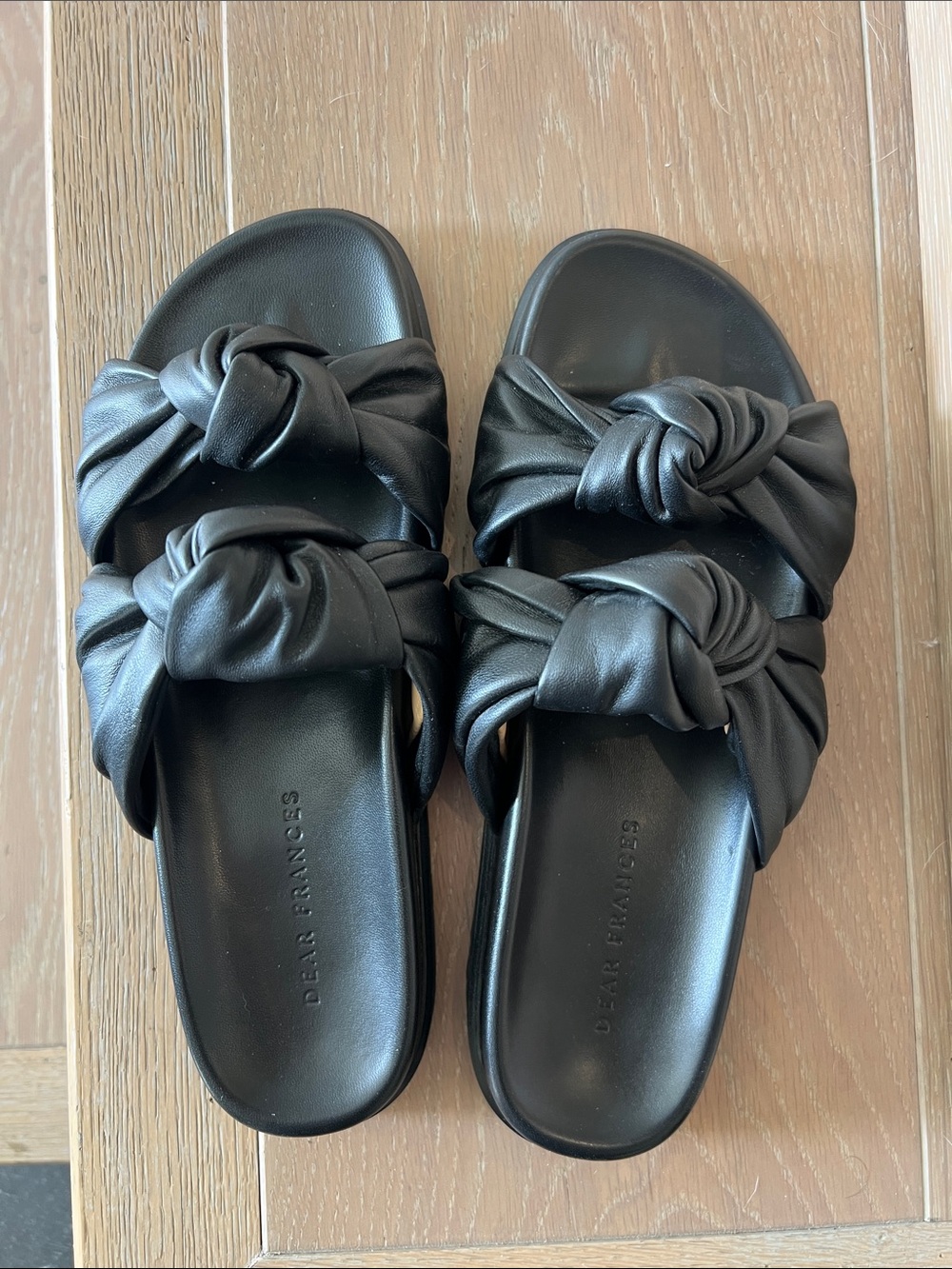 Dear Frances Tye Slide Knot Sandals Leather Black Women’s EU 39 Italy Luxury